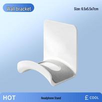 Wireless Headphone Stand: No-Punch Hook and Holder for Bluetooth Headsets white