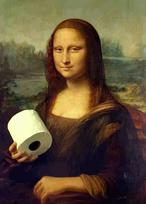 Funny Bathroom Toilet Decoration Painting Mona Lisa Wearing Pearls Girl with Roll Paper Canvas Prints Posters Home Wall Decor mėlyna
