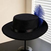 Wide Brim Feather Stage Cap Artificial Feather Masquerade Headwear  Adults Dress Up Style 3