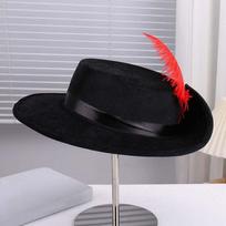 Wide Brim Feather Stage Cap Artificial Feather Masquerade Headwear  Adults Dress Up Style 1