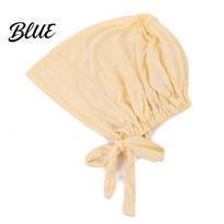 Hair Bonnet Women Non-slip Cotton Headscarf Adjustable Cap Solid Color Breathable Stretch Undercap Under Scarf Inner Hat Night Sleeping šviesiai geltonos spalvos