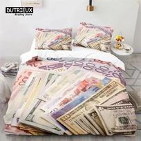 3D Money Bedding Set Microfiber Dollar Bills Of United States Polyester Duvet Cover Set Twin King Queen Size For Kids Adults 70x133cm 3pcs gray