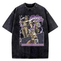 JoJo's Bizarre Adventure Johnny Joestar Pattern Men's Vintage Washed Cotton T-Shirt 3XL gray