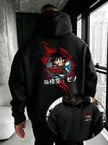 Dragon Ball Men's Hoodie Young Son Goku Print High Quality Warm Loose Fit Pullover M black