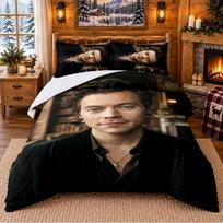 Harry Styles Pattern Bedding 3Pcs Set Bed Sheet And Pillowcases For Indoor Bedroom 135cmx200cm brown