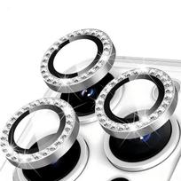 2-3Pcs Diamond Ring Camera Protector for IPhone Duo 18 17 Pro Max 16 15+ Back Lens Metal Ring Tempered Glass Film Cap Full Cover 4 Silver 18promax 18pro(3pc