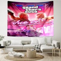 GTA 6 spausdinimo gobelenas, fonas, lengvai tvirtinamas, idealus miegamajam, biurui ir svetainei, su estetiška sienos dekoracija. 130cmx150cm