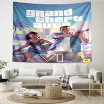GTA 6 spausdinimo gobelenas, fonas, lengvai tvirtinamas, idealus miegamajam, biurui ir svetainei, su estetiška sienos dekoracija. 180cmx230cm