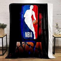 NBA Logo Themed Design Blanket - Flannel blanket for bedroom, living room, sofa, and nap sofas. 80x120cm(31*47in) white