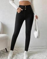 Women High Waist Stretch Leggings, Ladies Solid Slim Casual Pants, Elastic Waist Daily Wear Leggings XL juoda