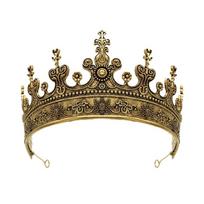 Cosplay Medieval King Crown Stage Performance Prince Crown Hair Hoop  Head Accessory beige