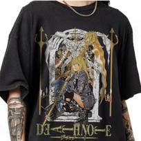 Misa Amane Death Note Anime Graphic T‑shirt Unisex Washed Cotton Short Sleeve Casual Streetwear Tops 3XL gray
