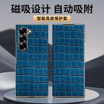Magnetic Flip Leather Case Z Fold6 Fold7 Crocodile Electroplated Protective Cover Samsung Z Fold8 Ultra
