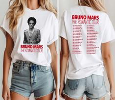 Bruno Mars The Romantic Tour T-Shirt – Vintage Style Retro Music Concert Tee Top M gray