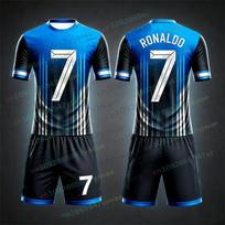 Special Edition Ronaldo No.7 Football Jersey Tee Shorts Set  Sportwear Harajuku Summer Casual Kid Tshirt or 2 Piece Set 160