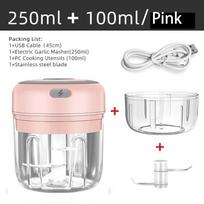 Portable Wireless Electric Mini Food Chopper for Kitchen Use to Mince Garlic Ginger Chili and Soft Cooking Ingredients 105-2Cups rožinė