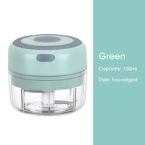 Portable Wireless Electric Mini Food Chopper for Kitchen Use to Mince Garlic Ginger Chili and Soft Cooking Ingredients 105-100ml žalia
