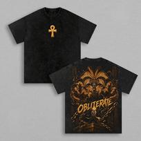 Yu‑Gi‑Oh Exodia OBLITERATE T-shirt Harajuku Vintage Washed T Shirt Oversized Short Sleeve 100% Cotton Tees Tops Men Clothing 2XL black