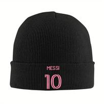 New Custom Pink Messies 10 Soccer Bonnet Hat Hip Hop Knit Hat Men Women Unisex Football Winter Warm Skullies Beanies Caps One Size black