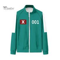 Men Warm Pullover Squid Games Season II Sweatshirt Zip-up Stand Collar Long Sleeve Number Printing Contrast Athleisure Top Color Jacket TV Character XL G blue