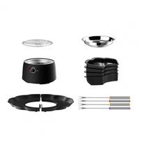 2-in-1 Electric S'more Maker Fondue Pot Flameless Heater Marshmallow Roasting Sticks for Grilled Fruits Marshmallows black