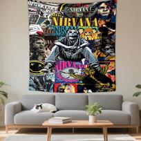 Tapestry Nirvana Kurt Cobain Colorful Grunge Collage Wall Hanging for Rock Music Lover Room Decor 150x200cm(59x78in)
