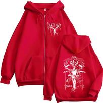 Anime Death Note Ryuk Yagami Light Zipper Hoodies Men Women Clothing Fashion Casual Loose Zip Up Hooded Sweatshirts Jacket Coats M red