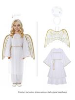 Childrens Angel Cosplay Costume For Halloween Stage Performances With Polyester Fabric For Kids And Teens Angel Light,XL white