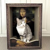 Talmeng Mona Lisa Art Frame Cat Scratcher Bed