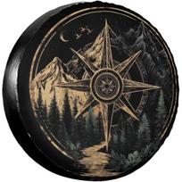 Retro Compass Spare Tire Cover Wheel Protectors Weatherproof Sun Protection Covers Universal for SUV Travel Trailer 15 inch 15inch