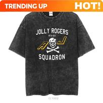Customization Shirt NEW LIMITED Jolly Rogers VFA 103 Squadron Skull Strike Fighter T Shirt Vintage Washed Slightly Unisex Design 2XL black
