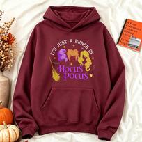 Funny Retro Hocus Pocus Hoodie Witch Sisters Sweatshirt Autumn Long Sleeve Pullover Spooky Season Men Women Long Sleeves XL black
