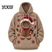 Holiday Pet Lover Gift Christmas Carrier Hoodie for Women Men, Pullover Sweatshirt with Kangaroo Outdoor Walking Gear Pouch Small Cats Dogs, S gray
