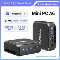 Firebat A6 Mini PC AMD Ryzen7 7735HS 8-core 16-thread Computer 16GB LPDDR5 RAM 512GB SSD WiFi 6 BT5.2 Mini PC 4K Windows11 Desktop Computer 16GB RAM 512GB SSD juoda