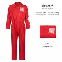 Unisex Jumpsuit Halloween Party Stage Performance Long Sleeve Printed Romper Blue Red 2XL red