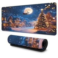 Large Christmas Themed Mouse Pad  SnowflakeTreeSantaStar NonSlip Rubber Base for LaptopDesktop HomeOffice Ideal Gift 30x80x0.2cm gray
