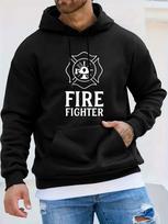 FIRE FIGHTER Firefighter Shield Logo Streetwear Print Casual Sport Outdoor unisex Hoodie Long Sleeve Sweatshirt unisex Top Autumn Winter Apparel XXXXL black