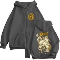 Anime Jojo Bizarre Adventure Dio Brando Zipper Hoodies Men's Women Zip Up Hooded Sweatshirts Fashion Jackets Coats Streetwear M black