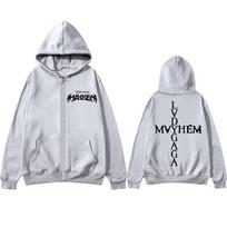Lady Gaga Mayhem New Album Zipper Hoodies Men Women Fashion Hip Hop Zip Ip Sweatshirt Oversized Fleece Y2k Jackets Streetwear XL white