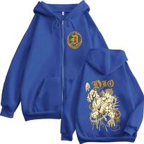 Anime Jojo Bizarre Adventure Dio Brando Zipper Hoodies Men's Women Zip Up Hooded Sweatshirts Fashion Jackets Coats Streetwear M mėlyna