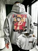 One Piece Men's Hoodie Monkey D Luffy Print High Quality Warm Autumn Winter Outdoor Fashion Sweatshirt XXL gray