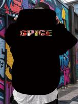 Spice Band Graphic Hoodie - Cozy Casual Black Pullover with Colorful Letter Print XXXL blue