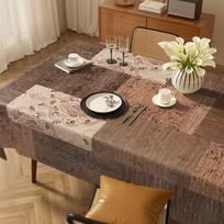 Vintage-Style Tablecloth, Wash-Free, Waterproof, and Grease-Resistant Table Mat, Retro Home Coffee Table Cloth 80*120cm brown
