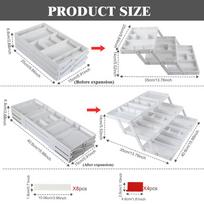 2/3 stalčių organizatorius Reguliuojama stalo įrankių laikymo dėžutė Stalo įrankių skyriklis Biuro reikmenys White-1 Row 3 Layers
