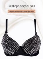 Gotikinis Punk Kniedėmis Underwire Push-Up Liemenėlė su Reguliuojamomis Petnešėlėmis Small sidabras