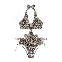 2025 Leopard Print Spaghetti Strap One-Piece Swimsuit - Women's Hot Selling, In Stock Small leopardas