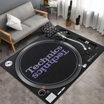 Retro Technics Vinilinių Plokštelių Grotuvo Kilimas Muzikos DJ Tematikos Kilimas Svetainei Šauniam Miegamojo Grindų Kilimėliui 80cm x 120cm