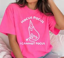 Hocus Pocus I Cannot Focus Comfort Colors Shirt, Sarcastic Tee, ADHD Funny Shirt M brown