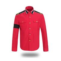 Michael Jackson Antikarinis Karinis Marškinys Vyriškas Vintage Marškinys su Sagomis ir Epaletėmis Ikoniško Pop Žvaigždės Cosplay Kostiumo Apranga XS red