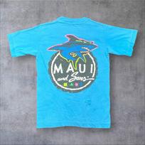 Vintage 90s Surf Maui And Sons Sharks Destination Youth Teal Tee Large XXXXL gray